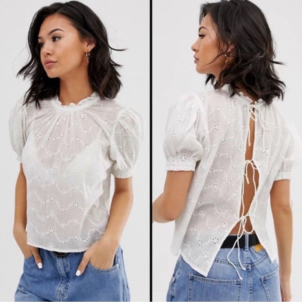 Free People Letters To Juliet Eyelet Top In Ivory Size L